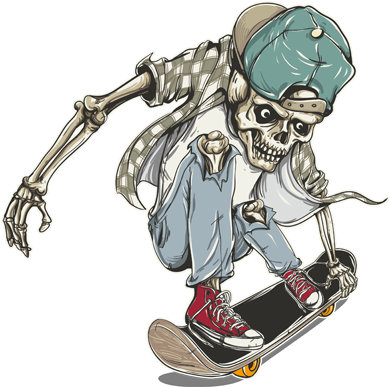 Play Skateboard Skull - Skeleton Skateboarding (450x450), Png Download