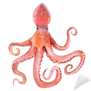 Octopus Isolated On White Background, Watercolor Illustration - Watercolor Painting (400x400), Png Download