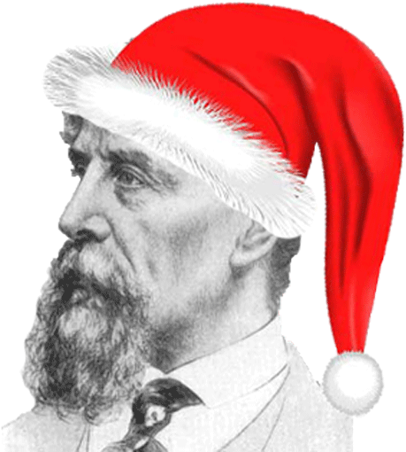 Dickens-santahat1b - Charles Dickens Christmas Hat (520x528), Png Download