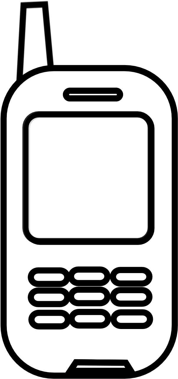 Cell Phone Clip Art Black And White - Celular Blanco Y Negro (1331x1331), Png Download
