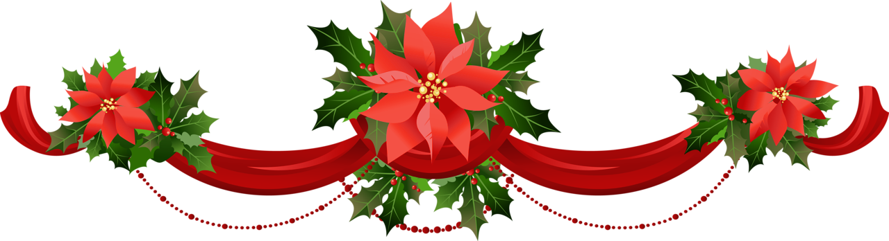 Garland Clip Art - Poinsettia Clipart (1280x348), Png Download