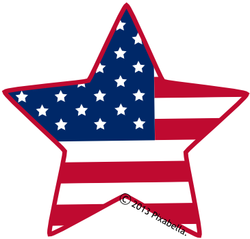 Digital Clipart Star - Patriotic Star Clip Art (365x350), Png Download