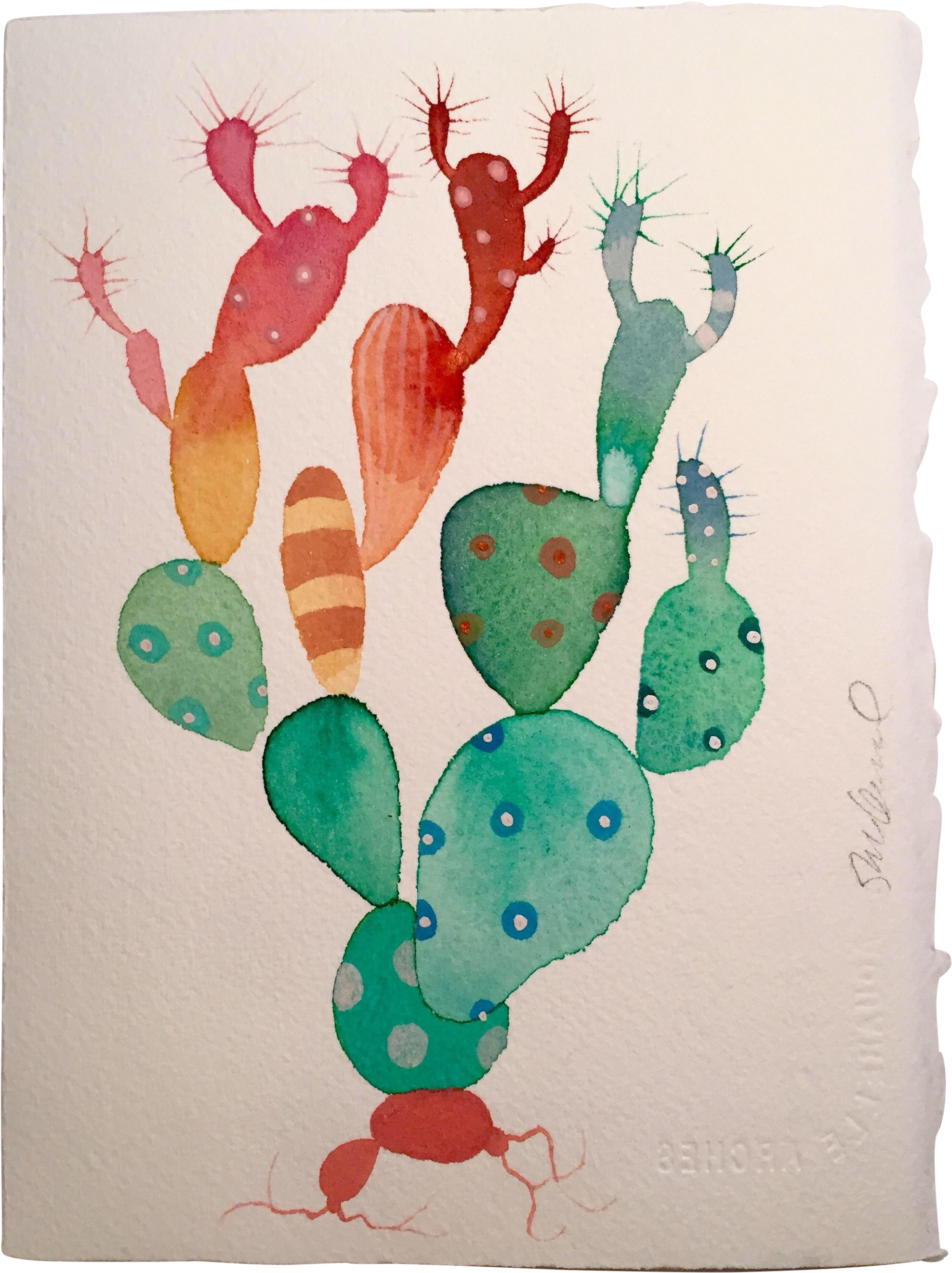 Steve Klinkel "candle Cactus" Watercolor Painting On - Watercolor Painting (2194x2933), Png Download