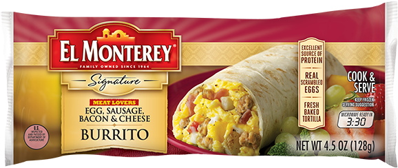 Click To Zoom - El Monterey Breakfast Burritos (600x262), Png Download