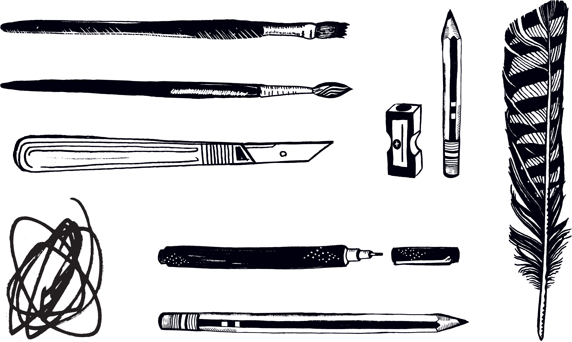 Tattly Art Supplies 00 V=1532010110 - Tattly タトゥーリー 刺青 ステッカー ブラック パック (3000x3000), Png Download