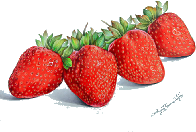 Still Life Watercolor Painting Aedmaasikas Handpainted - Strawberry Paint (700x527), Png Download