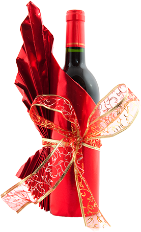 Wine Wrapped Gift - Wine Bottle Gift Png (300x492), Png Download
