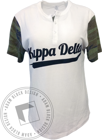 Kappa Delta Camo Sleeve Henley - Sports Jersey (464x585), Png Download