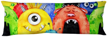 Watercolor Seamless Pattern With Funny Monster Heads - Cushion (400x400), Png Download