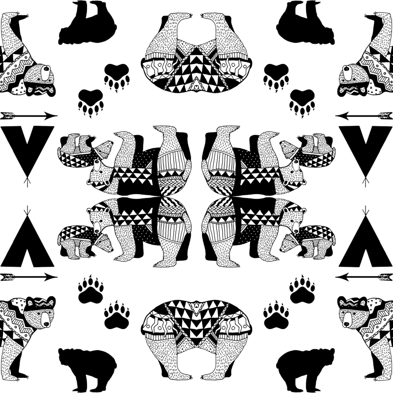 6 Geo Bear Family Indian Tribal Tee Pee Arrow Paw Print (800x800), Png Download