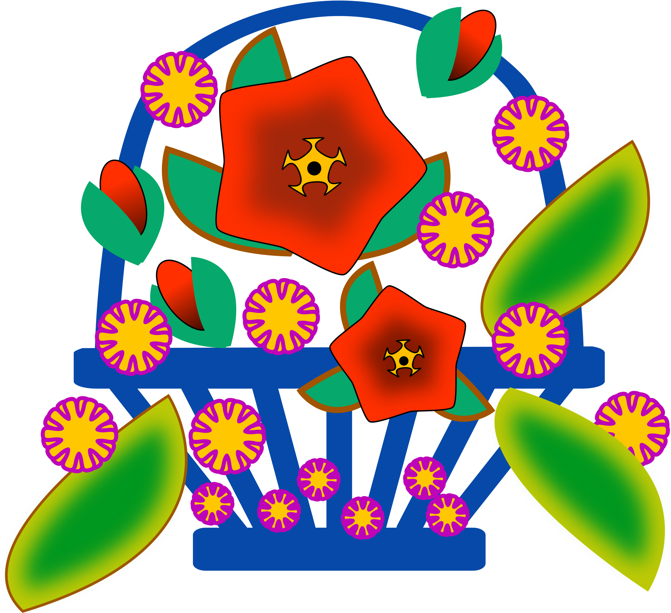 Basket Of Flowers - Clipart Flowers In Basket (2400x2400), Png Download