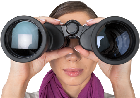 Lady-binoculars - Lady With Binoculars Png (500x351), Png Download