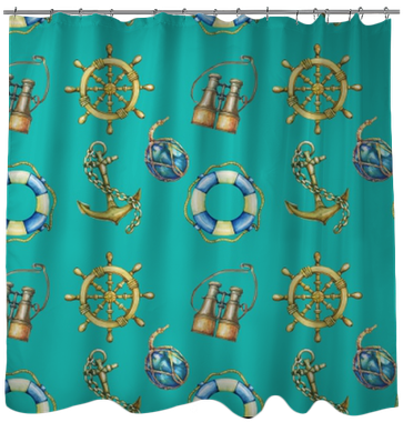 Old Binocular, Lifebuoy, Antique Sailboat Steering - Painting (400x400), Png Download