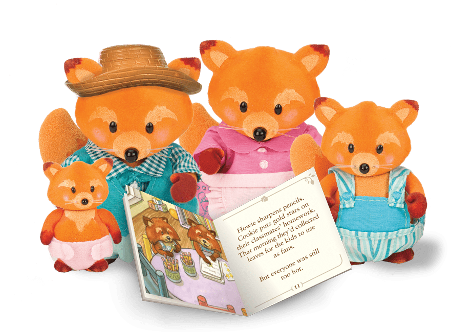 Li'l Woodzeez Fox Family Set With Storybook (900x660), Png Download