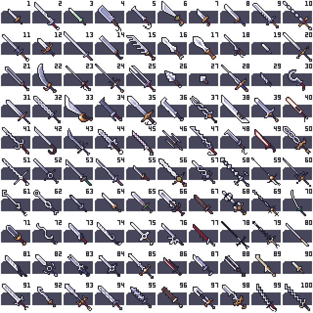 Deviantart Is The World's Largest Online Social Community - Pixel Art Weapons Grid (640x640), Png Download