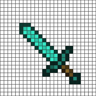 Pixel Clipart Mc Sword - Sword Easy Pixel Art (400x400), Png Download