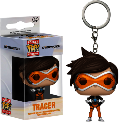 Tracer Vinyl Figure Keychain - Overwatch - Tracer Pocket Pop! Keychain (470x480), Png Download
