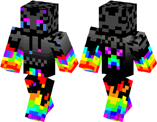 Minecraft Rainbow Enderman Skin (528x418), Png Download