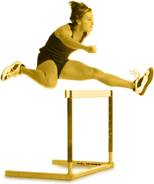 Female Athlete Jumping Over A Hurdle - 110 Metres Hurdles (500x600), Png Download