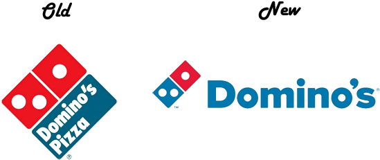 Dominos Old Vs New Logo - Dominos Old And New Logo (577x257), Png Download
