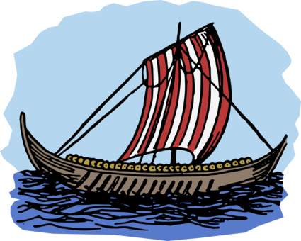 Viking Ships Sailing Ship Sailboat - Viking Boat Clipart (425x340), Png Download
