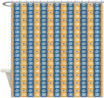 Blue And Gold Ashanti Tribal Pattern Shower Curtain (350x350), Png Download