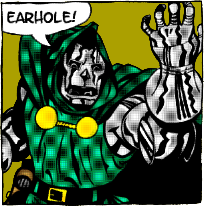 Drdoom Bw - Art Print: Dr. Doom: Curse You!, 40x40cm. (752x750), Png Download