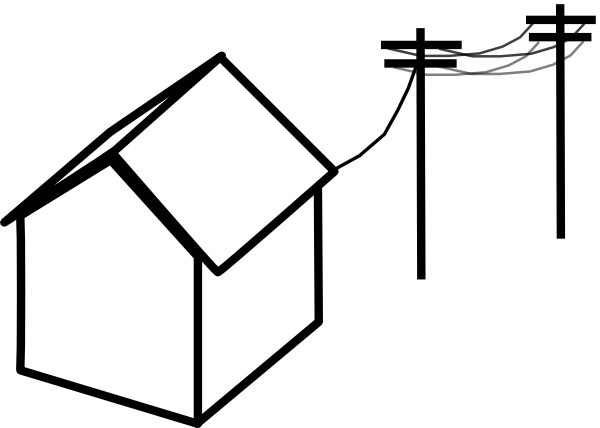 House With Power Lines (600x428), Png Download