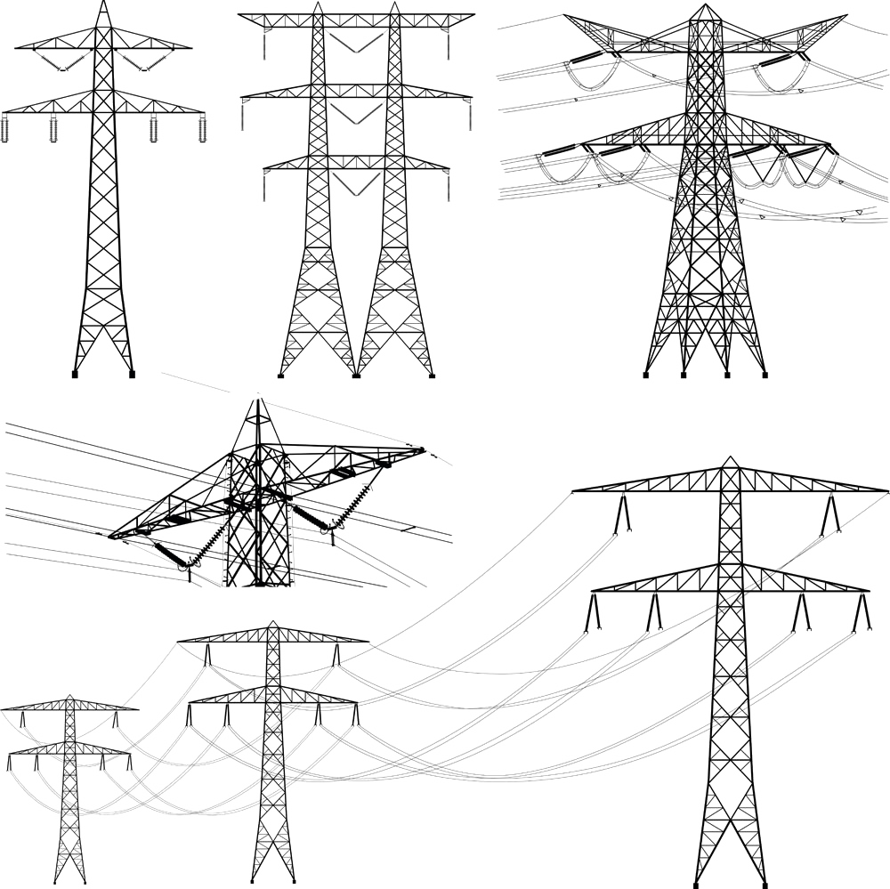 Clip Freeuse Library Transmission Tower Overhead Power - Transmission Line 500 Kv (1000x999), Png Download