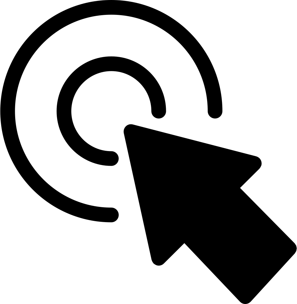 Arrow Pointing The Center Of A Circular Button Of Two - Concentric Circles (958x980), Png Download