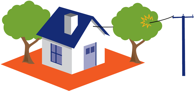 Tree Zone Diagram Colour - Power Line Near House Illustration (800x537), Png Download