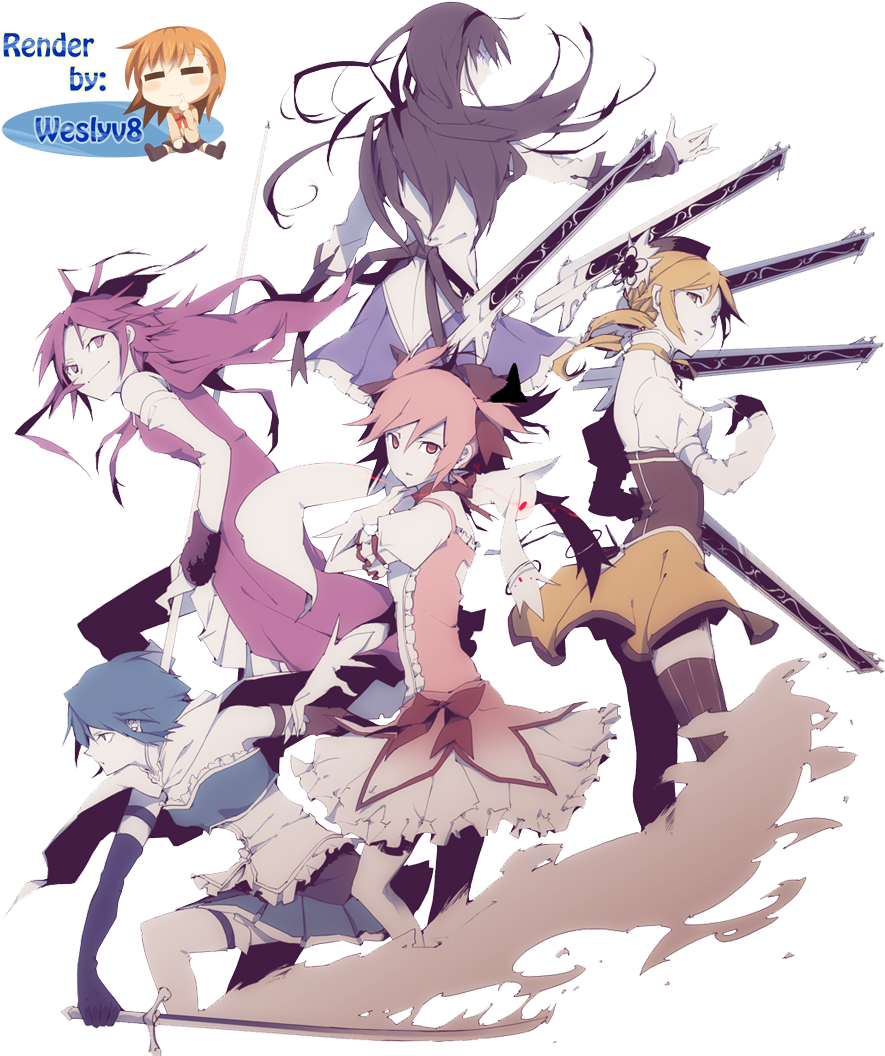Madoka Magica Con Pokemon (956x1080), Png Download