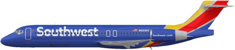 Southwest Airlines Boeing 717 200 - Southwest Airlines Transparent (640x240), Png Download