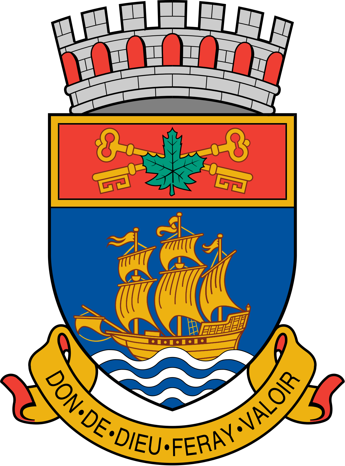 Coat Of Arms Quebec City Wikipedia - Quebec City Coat Of Arms (1200x1620), Png Download