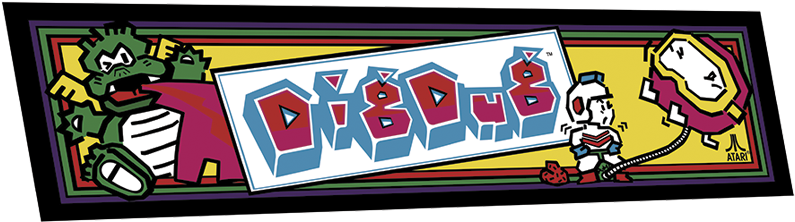 Dig Dug Marquees - Tin Sign Dig Dug Arcade Shop Game Room Art Marquee (800x249), Png Download
