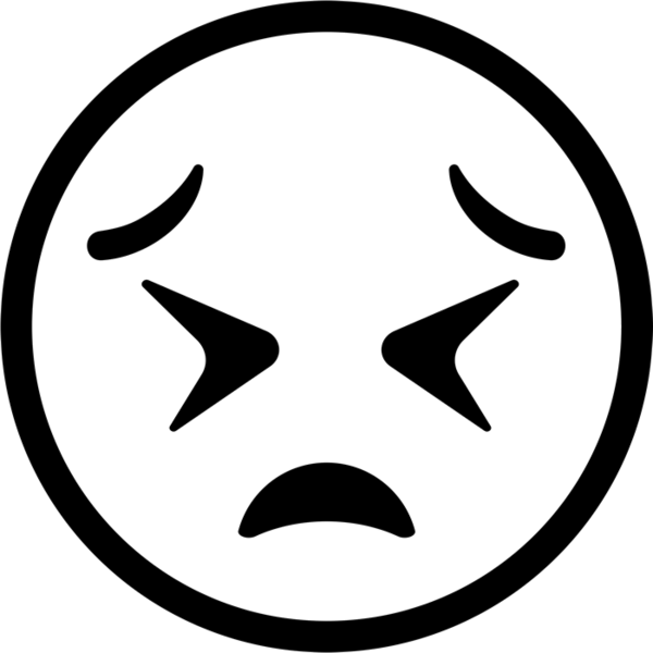 Outline Of Emoji Face Tired (600x600), Png Download