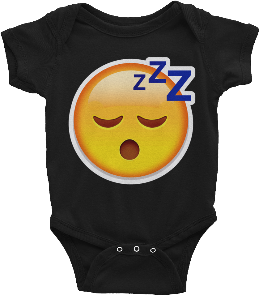 Emoji Baby Short Sleeve One Piece - Sleeping Face Emoticon Emoji Pillow Case Cover Fun (1000x1000), Png Download