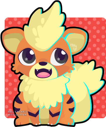 058 Growlithe By Miss-glitter - Growlithe (371x444), Png Download
