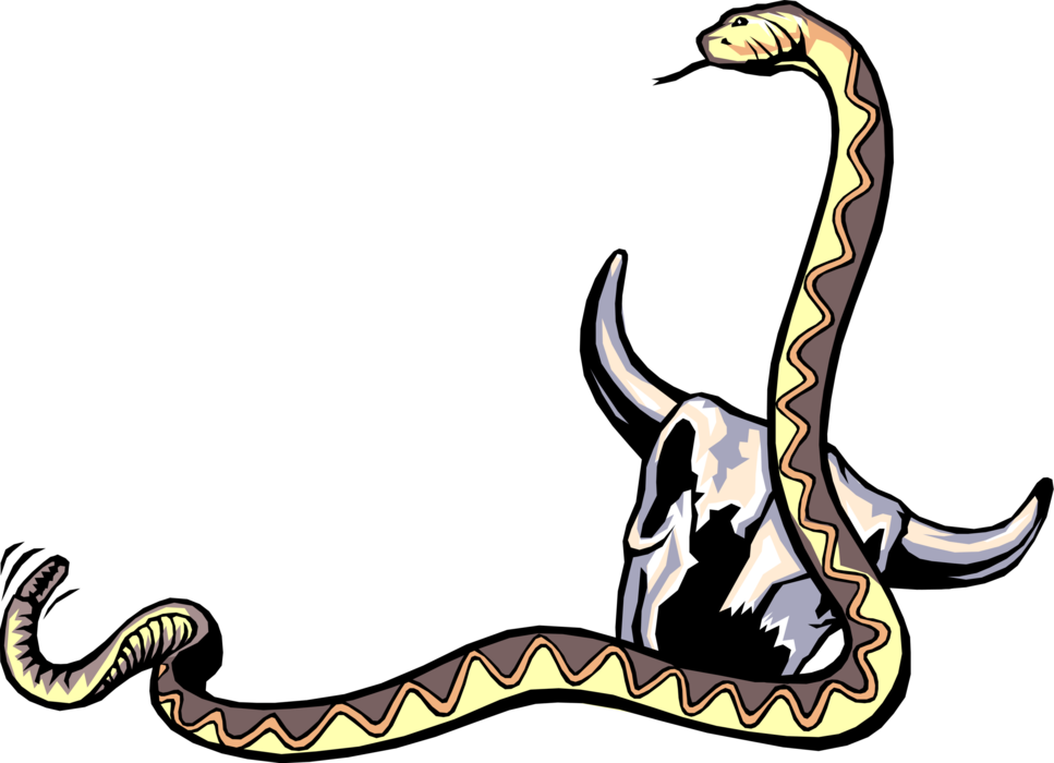 Vector Illustration Of Reptile Rattle Snake With Cattle - Rattlesnake (967x700), Png Download