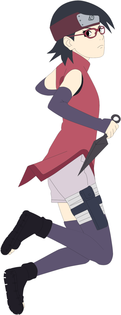 Sarada Uchiha Boruto The Movie Lineart Colored On Deviantart - Sarada Uchiha (602x1325), Png Download