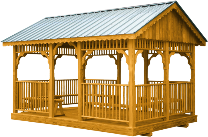 10'x14' Deluxe Wood Gazebo - Gazebo (694x468), Png Download