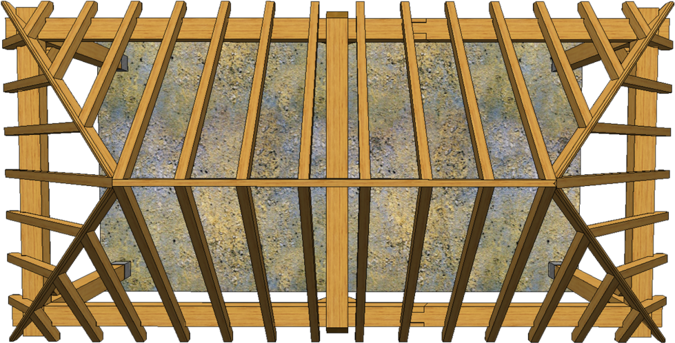 Oak Gazebo Roof Layout - Plank (1000x523), Png Download