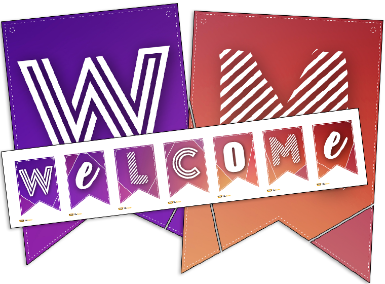 Back To School Pennant Welcome Sign - Paper (760x560), Png Download