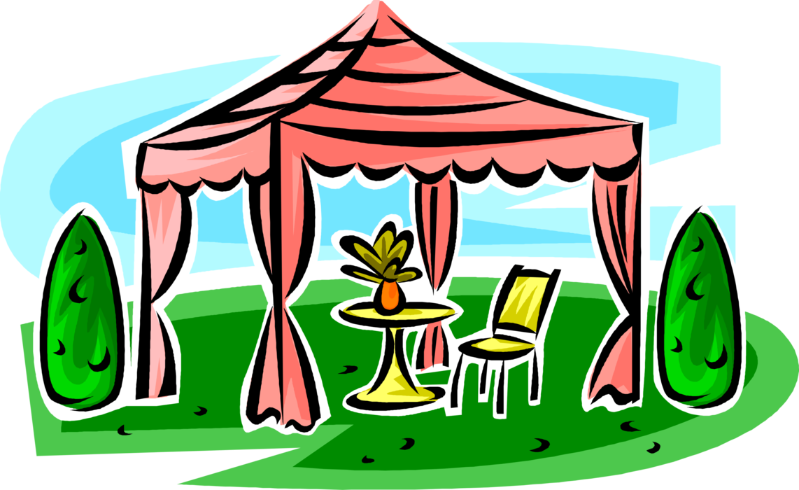Vector Illustration Of Gazebo Tent Pavilion Structure - Back Yard Clip Art (1142x700), Png Download
