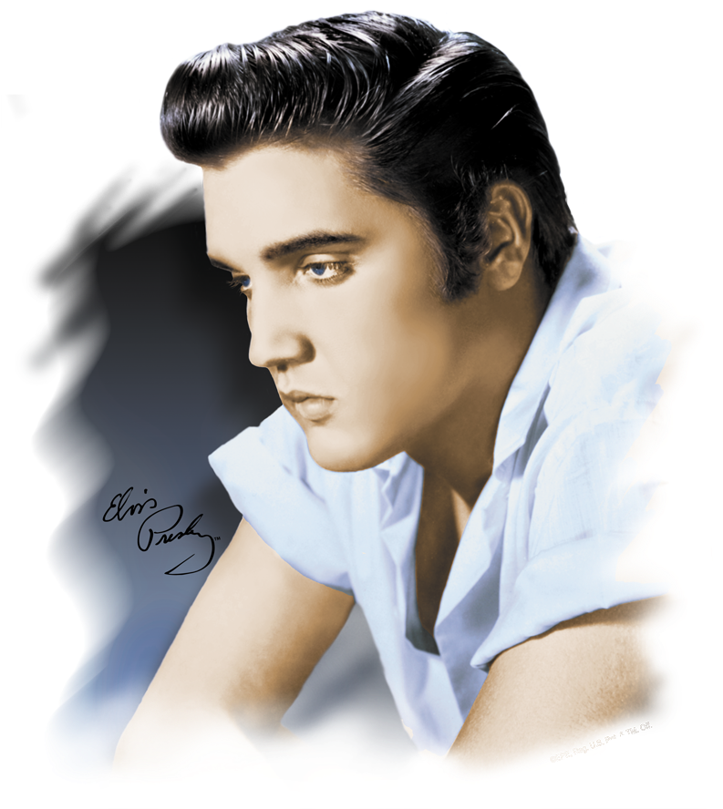 Elvis Presley Blue Profile Men's Ringer T-shirt - Elvis - Blue Profile T-shirt Size M (792x900), Png Download
