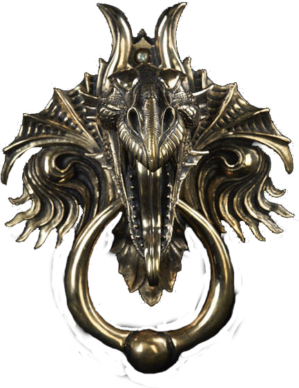 Gold Dragon Head Door Knocker - Emblem (570x570), Png Download