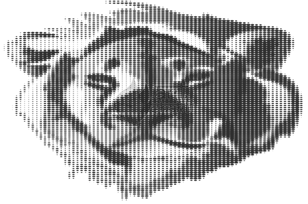 B/w Lion Graphics Art Halftone - Illustration (606x402), Png Download