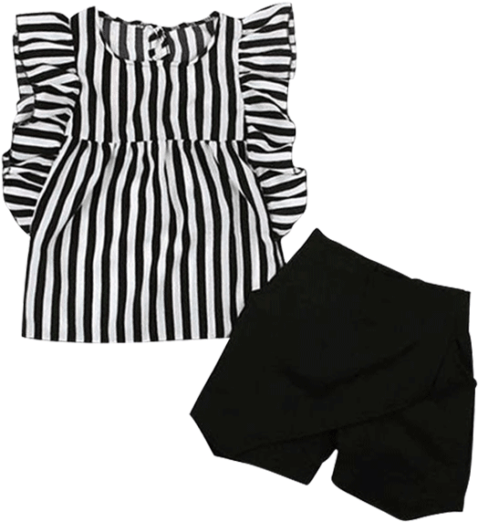 Petite Bello Summer Set 2t Black & White Stripes 2pcs - Pattern (600x600), Png Download