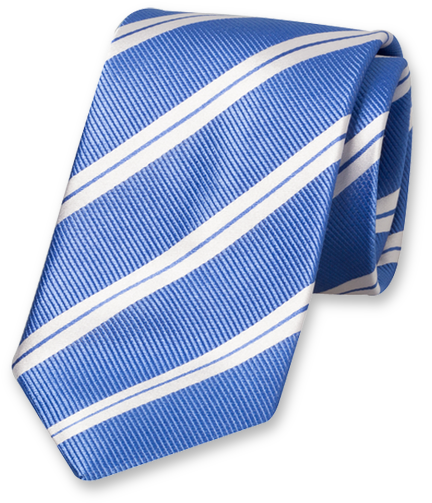 Blue Tie With White Stripes - Necktie (524x524), Png Download