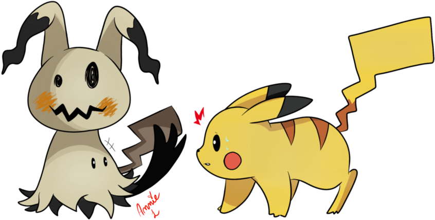 Meets Mimikyu By Sugarlemondrops - Mimikyu Meets Pikachu (894x894), Png Download